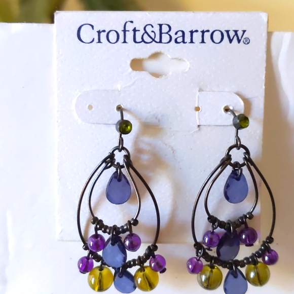 croft & barrow Jewelry - Croft & Barrow Double Hoops Bead Drop Earrings